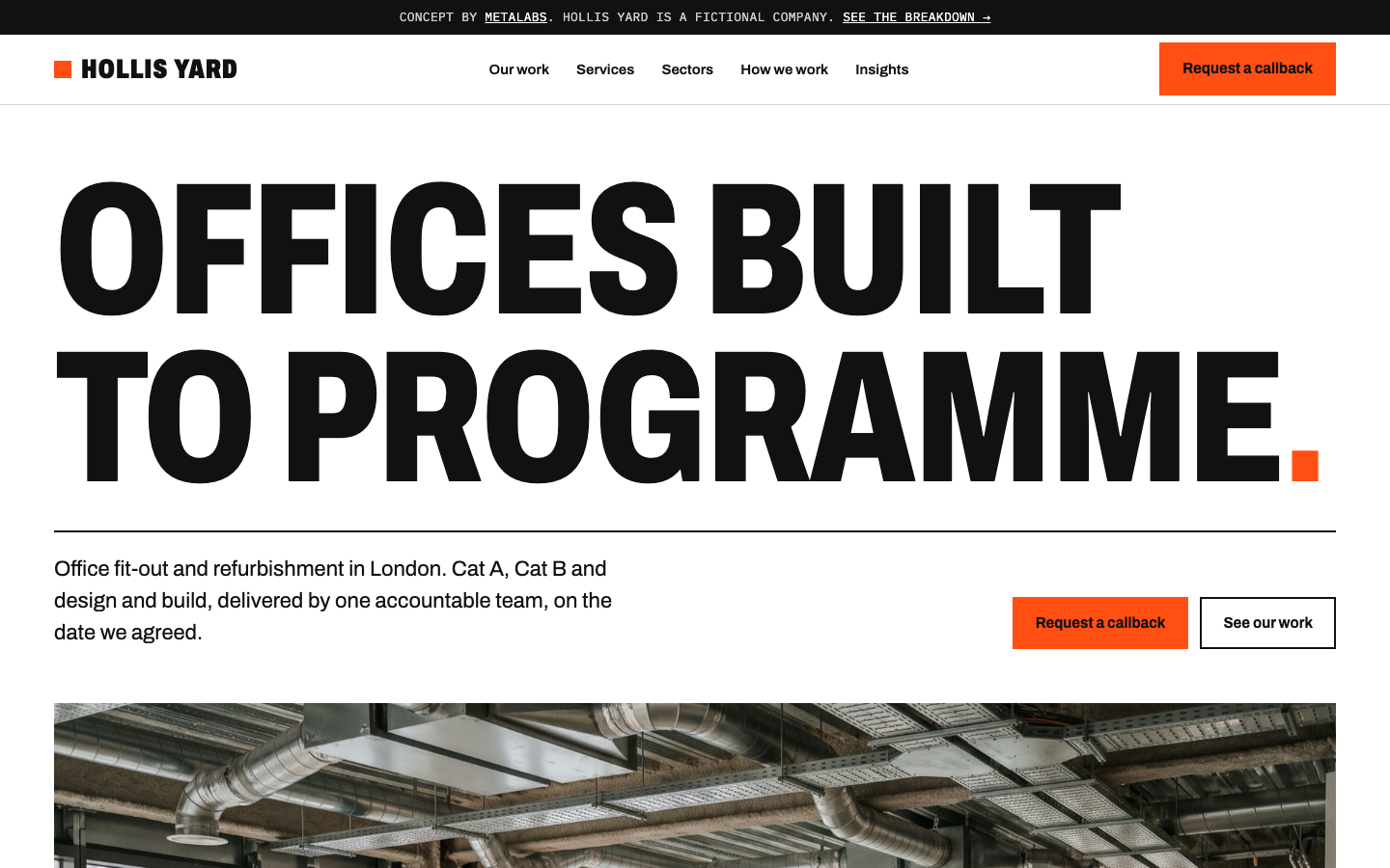 The Hollis Yard concept homepage