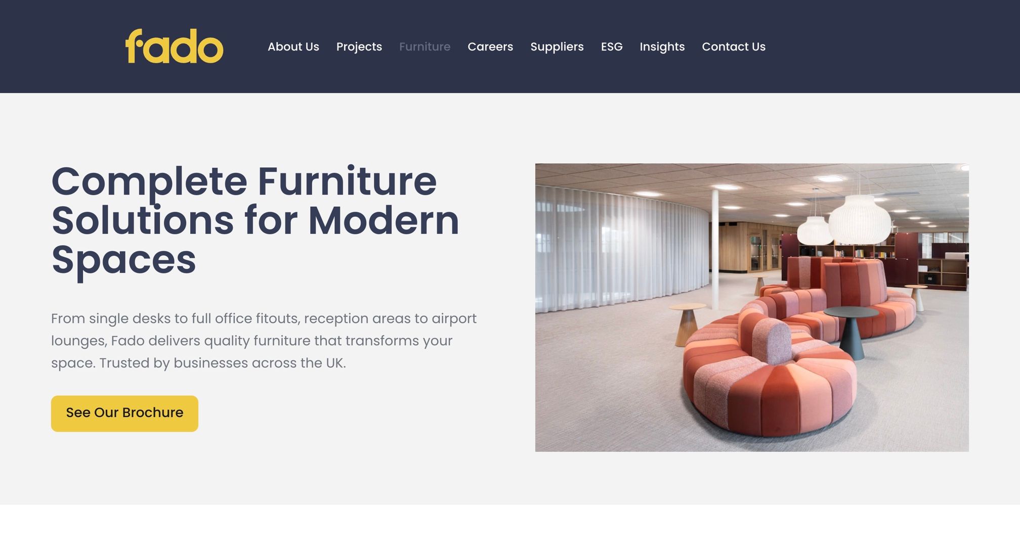 Fado's new Furniture page: Complete Furniture Solutions for Modern Spaces
