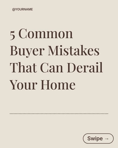 Real Estate Agent Buyer Mistakes LinkedIn Carousel Template for Real Estate Agents - Brown Editorial Creator template preview