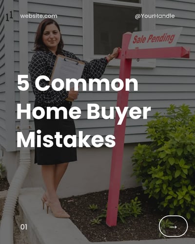 Real Estate Agent Buyer Mistakes LinkedIn Carousel Template for Real Estate Agents - Modern Growth Strategy Carousel template preview