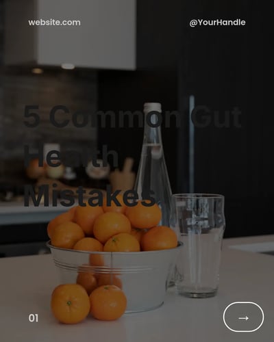 Nutritionist Gut Health Mistakes LinkedIn Carousel Template for Nutritionist - Modern Growth Strategy Carousel template preview