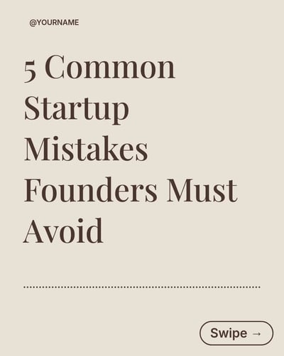 Founder Startup Lessons Mistakes LinkedIn Carousel Template for Founders - Brown Editorial Creator template preview
