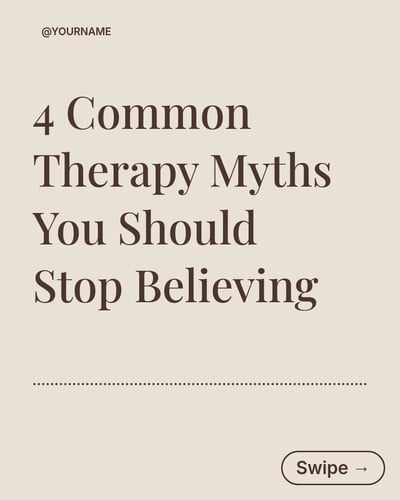 Therapist Therapy Myths Mistakes LinkedIn Carousel Template for Therapists - Brown Editorial Creator template preview