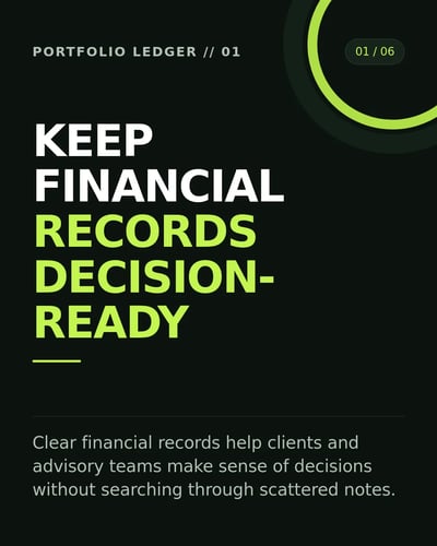 Lime Ledger — Financial Advisors template preview