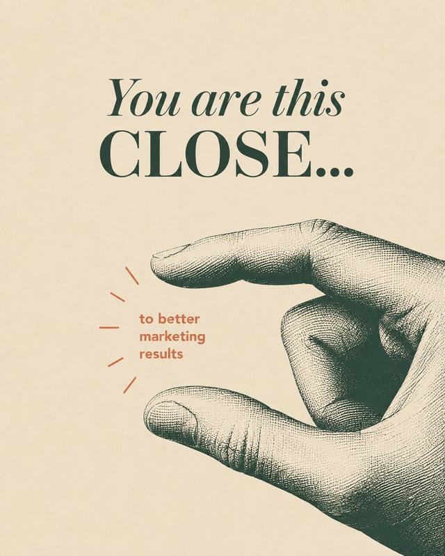 LinkedIn carousel cover design reading “You are this
CLOSE...” over an engraved hand showing a small pinch gesture