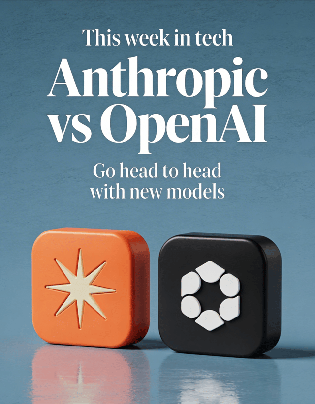 LinkedIn carousel cover design reading “Anthropic vs OpenAI” over 3D rounded icon tiles of the Anthropic and OpenAI logos